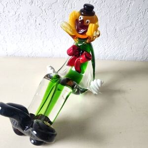 Murano Acrobat Glass Clown with Green and Red Accents